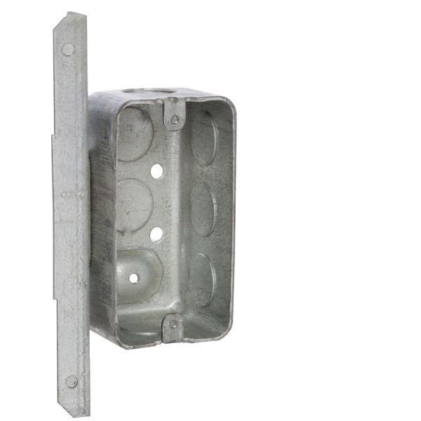 Raco 661 Handy Box, 1-Gang, 8-Knockout, 1/2 in Knockout, Galvanized Steel, Gray, Bracket - 1