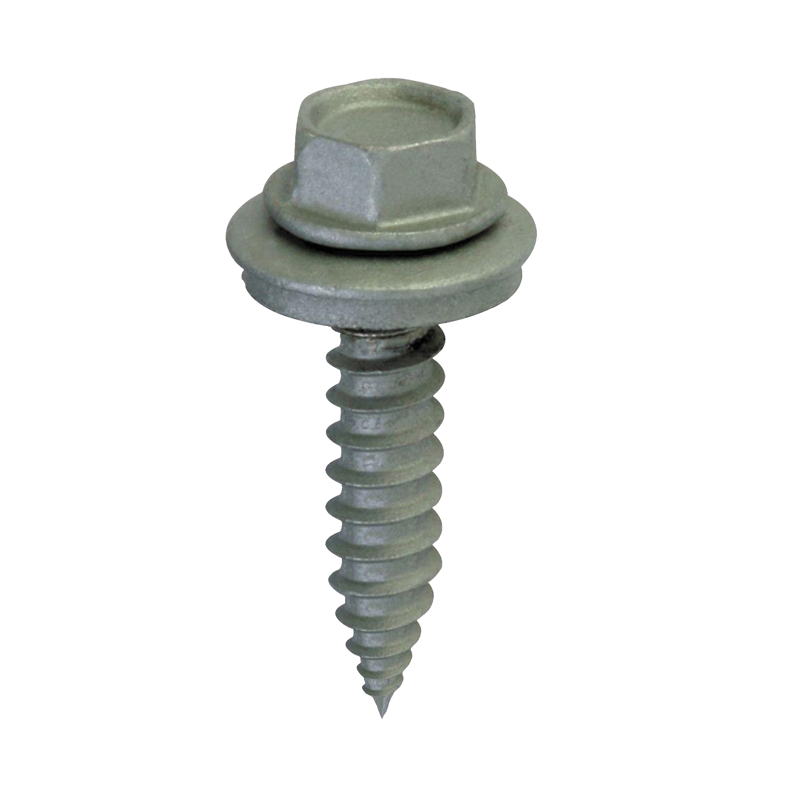 21404 Roofing Screw, #9 Thread, Coarse Thread, Hex Drive, Sharp Point, Steel, Zinc, 100 PK