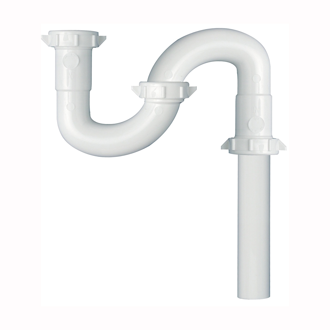 PP20943 S-Trap, 1-1/4 in, Slip-Joint, Plastic, White