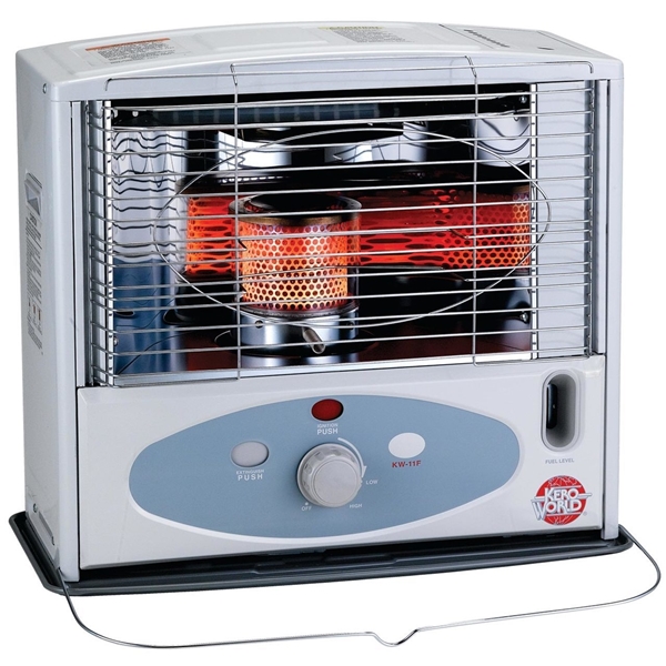 KW-11F Radiant Heater, 1 gal Fuel Tank, Kerosene, 100,000 Btu, 350 sq-ft Heating Area, Gray