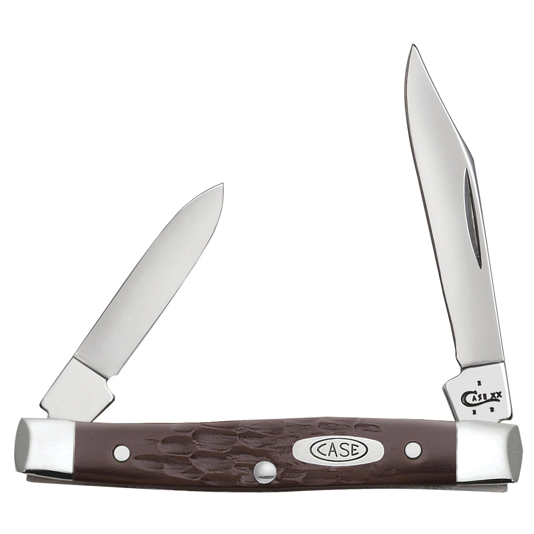 Case 00083 Folding Pocket Knife, Stainless Steel Blade, 2-Blade, Synthetic Handle, Brown Handle