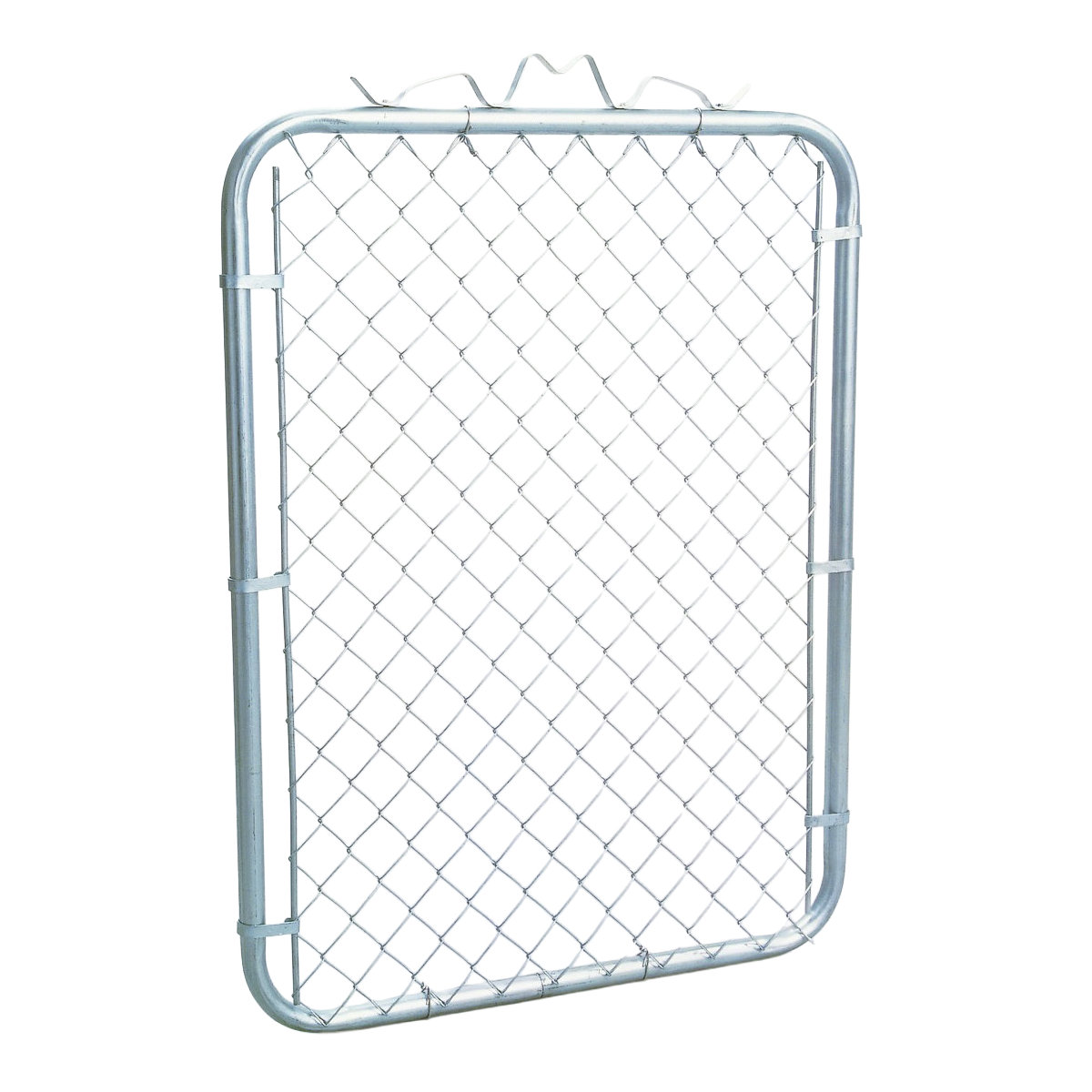 GTB03948 Chain-Link Walk Gate, 4 ft H Gate, Steel Frame, Steel Mesh, Silver