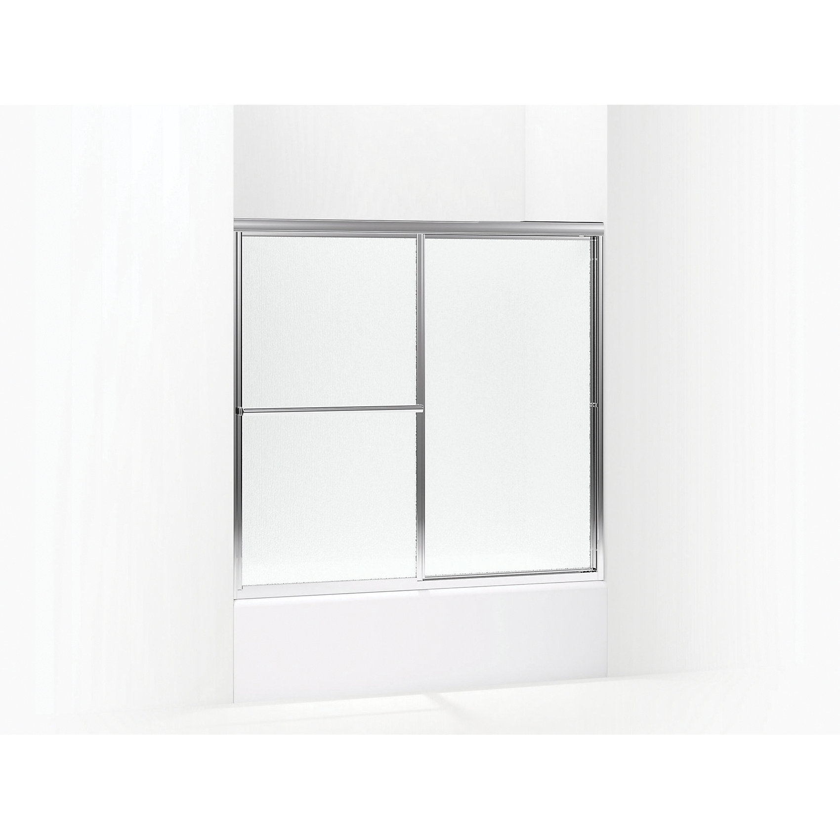 Deluxe Series 5906-59S Bath Door, Deluxe Frame, Aluminum Frame, Rain Glass, Tempered Glass, Sliding Door