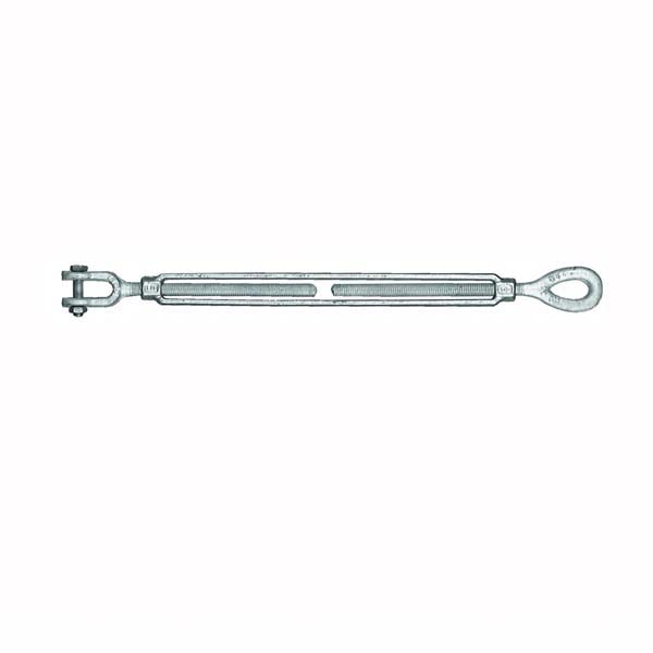 18-1/2X6 Turnbuckle, 2200 lb Working Load, 1/2 in Thread, Jaw, Eye, 6 in L Take-Up, Steel