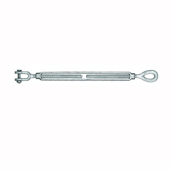 18-5/8X6 Turnbuckle, 3500 lb Working Load, 5/8 in Thread, Jaw, Eye, 6 in L Take-Up, Steel