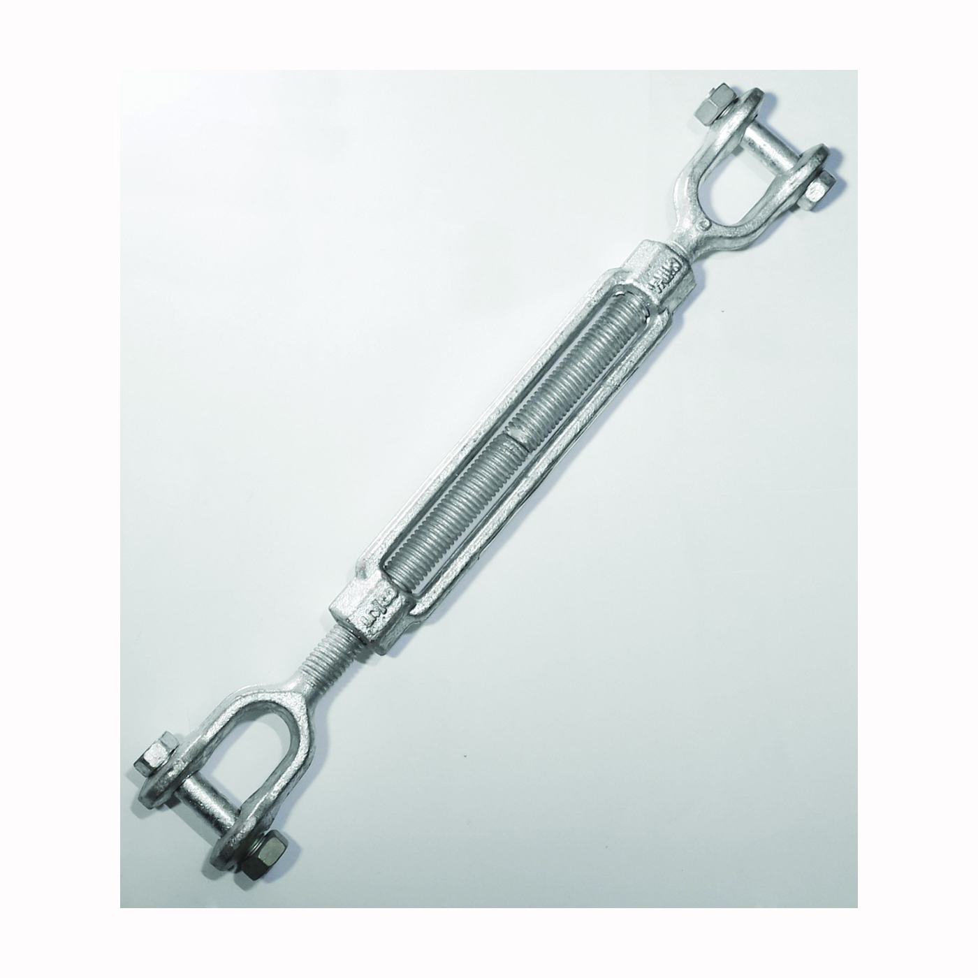 19-3/8X6 Turnbuckle, 1200 lb Working Load, 3/8 in Thread, Jaw, Jaw, 6 in L Take-Up, Galvanized Steel