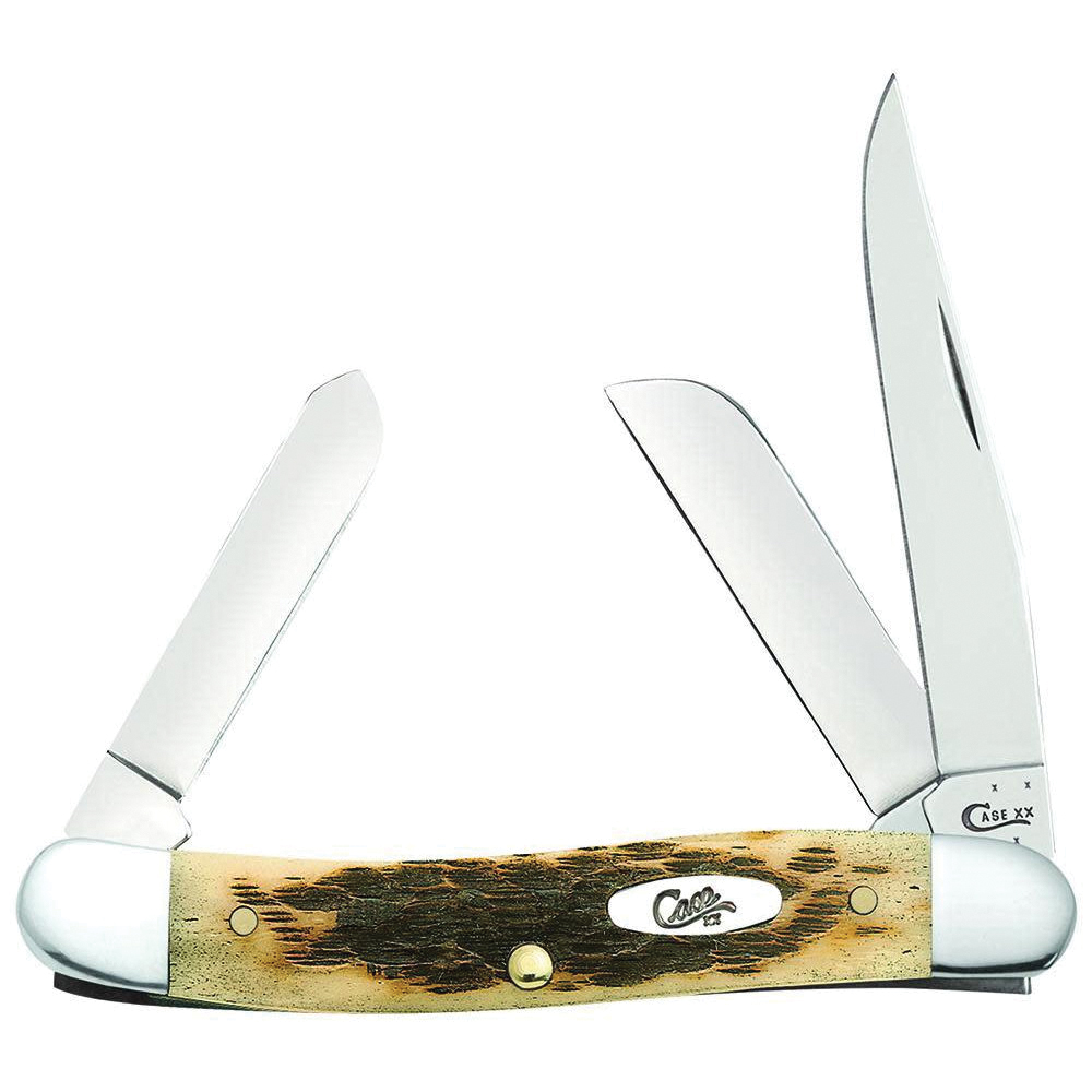 00039 Folding Pocket Knife, 2.57 in Clip, 1.88 in Sheep Foot, 1.71 in Spey L Blade, Vanadium Steel Blade, 3-Blade, Amber Handle