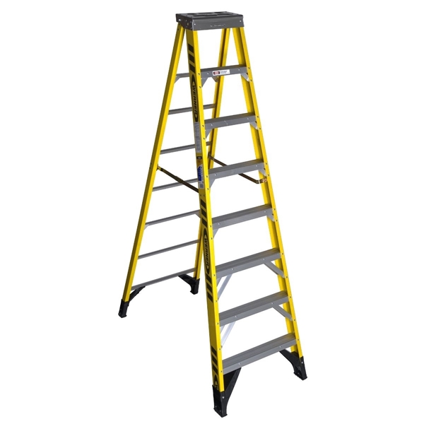 WERNER 7308  8 ft. Step Ladder, 12 ft. Max Reach, 7-Step, 375 lb, Type IAA Duty Rating, Fiberglass