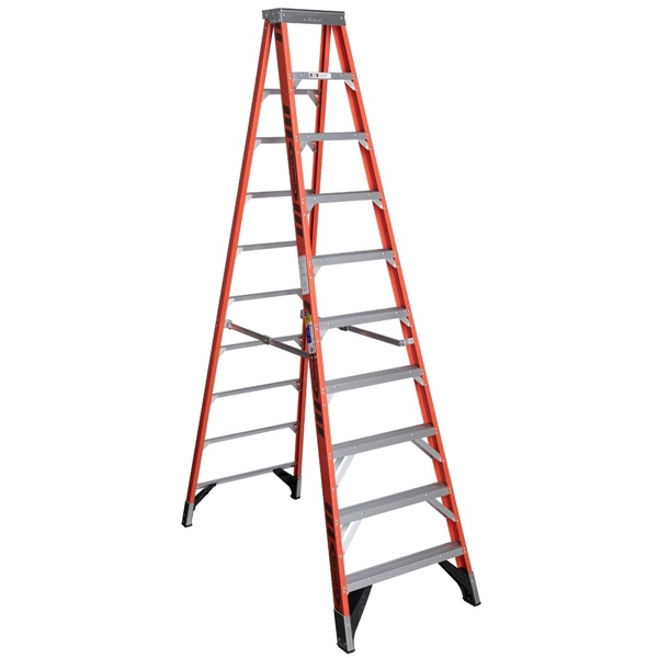 WERNER 7410  10 ft. Step Ladder, 14 ft. Max Reach, 9-Step, 375 lb, Type IAA Duty Rating, Fiberglass