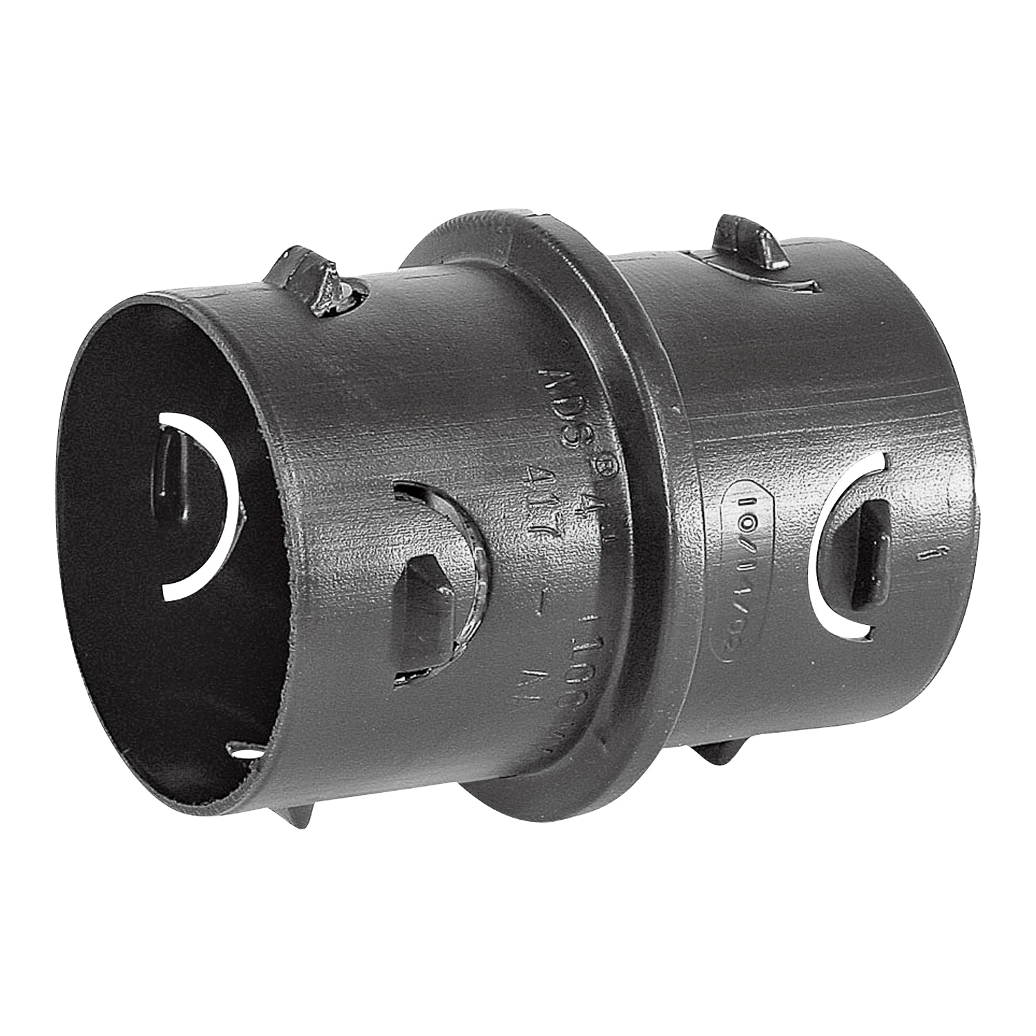 0417AA Pipe Coupling, 4 in, Barb x Slip-Joint, Polyethylene, Black