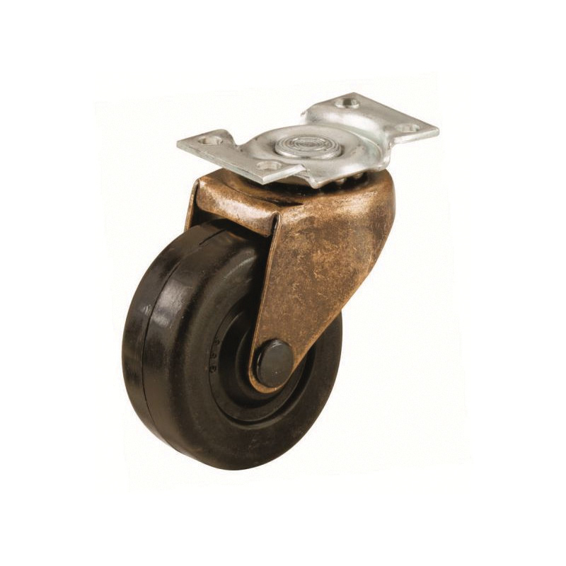 9348 Medium-Duty Caster, 1-5/8 in Dia Wheel, Rubber Wheel, Black, 70 lb