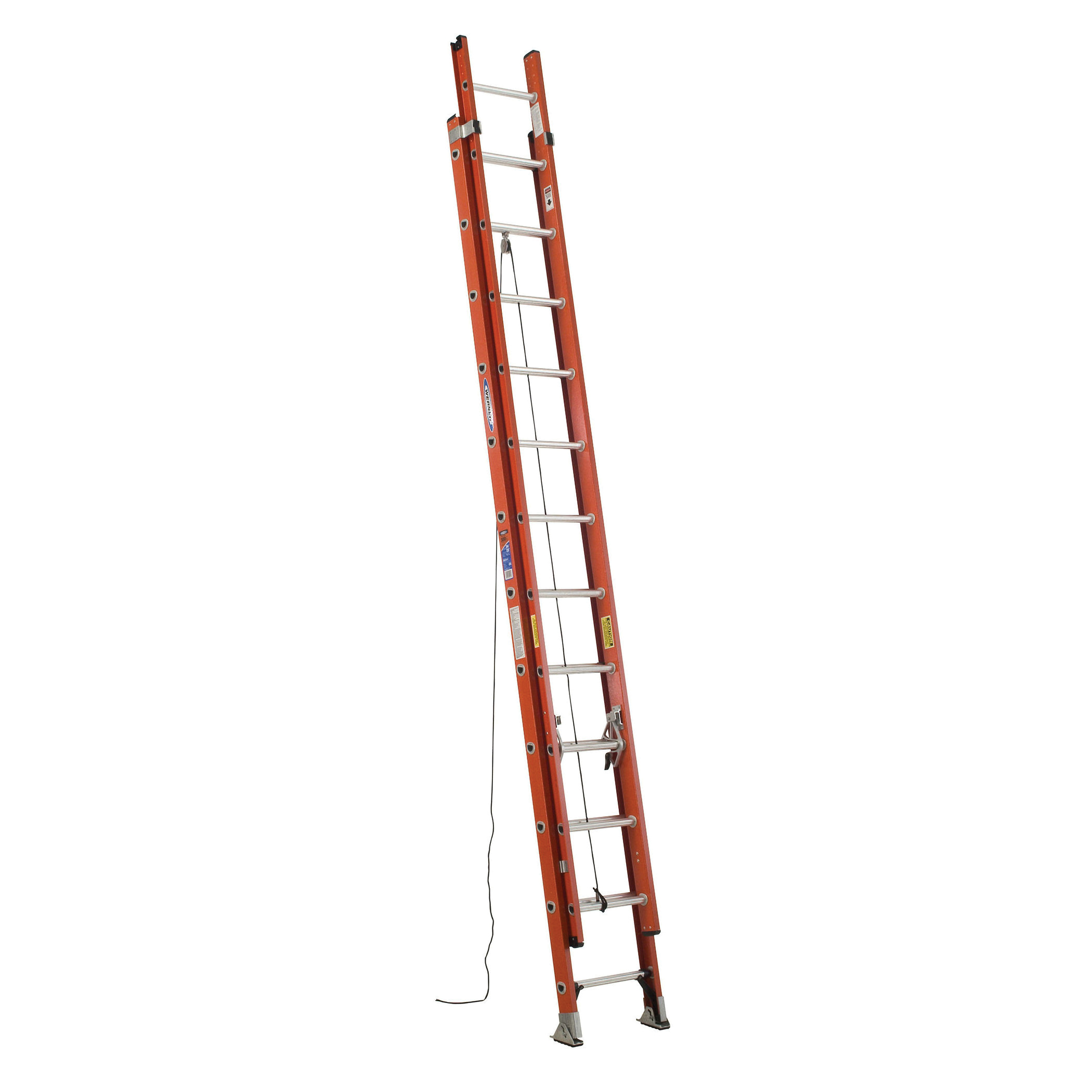 WERNER D6224-2 24 ft. Extension Ladder, 23 ft. Reach, 300 lb, Fiberglass