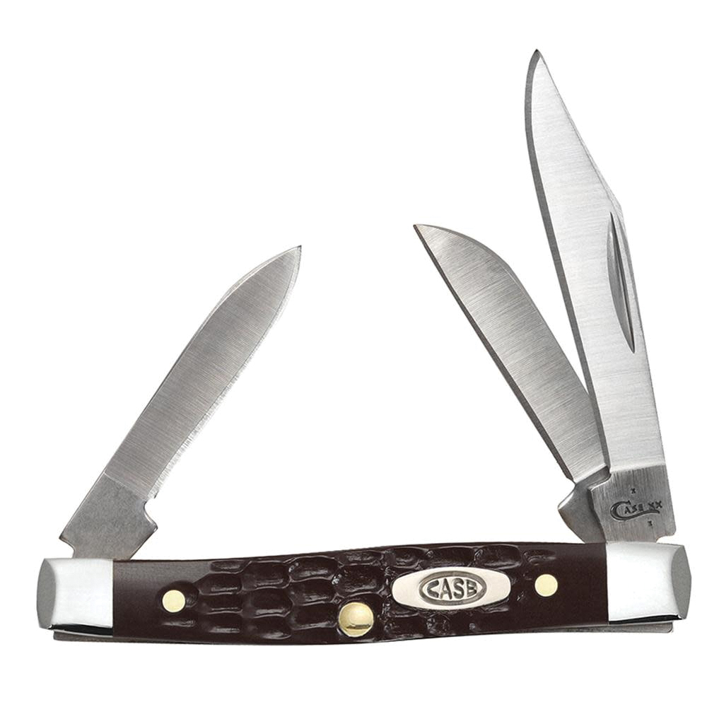 Case 00081 Folding Pocket Knife, 2 in Clip, 1-1/2 in Sheep Foot, 1.49 in Pen L Blade, Stainless Steel Blade, 3-Blade, Synthetic Handle