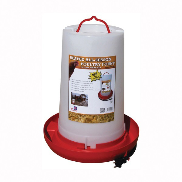 HPF-100 Poultry Fount, 3 gal Capacity, Plastic, Red/White, Hanging Mounting