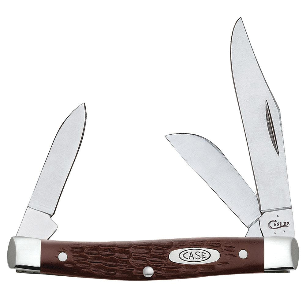 Case 00106 Folding Pocket Knife, 2.42 in Clip, 1.58 in Sheep Foot, 1.57 in Pen L Blade, 3-Blade, Synthetic Handle, Brown Handle