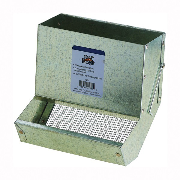 AF7S Series Small Animal Feeder with Sifter Bottom, Steel, Galvanized, Silver, Wire Hook Mounting