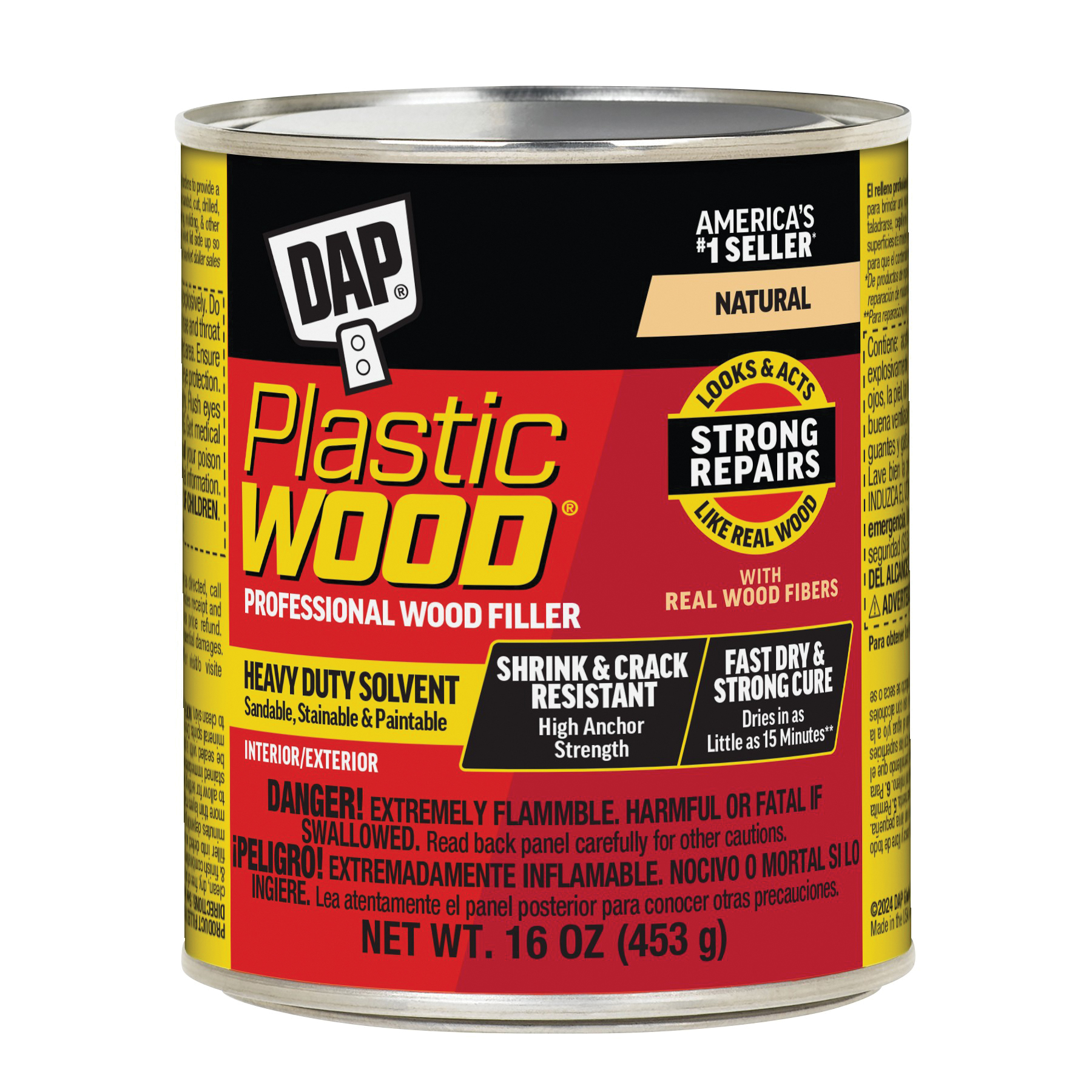 21506 Wood Filler, Paste, Strong Solvent, Natural, 16 oz