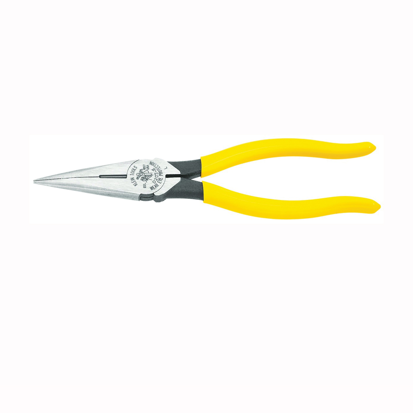 D203-8 Nose Plier, 8-7/16 in OAL, 1 in Cutting Capacity, 1-1/4 in Jaw Opening, Yellow Handle, 1 in W Jaw