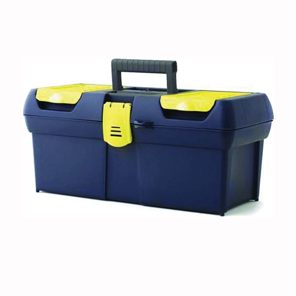 016011R Portable Tool Box with Plastic Latch, 2.1 gal, Plastic, Black/Yellow, 1-Drawer, 4-Compartment