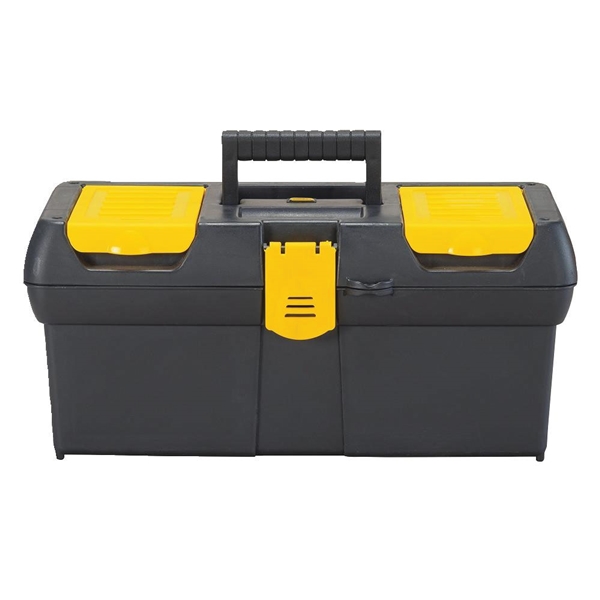 Stanley 016011R Portable Tool Box with Plastic Latch, 2.1 gal, Plastic, Black/Yellow, 1-Drawer, 4-Compartment - 2
