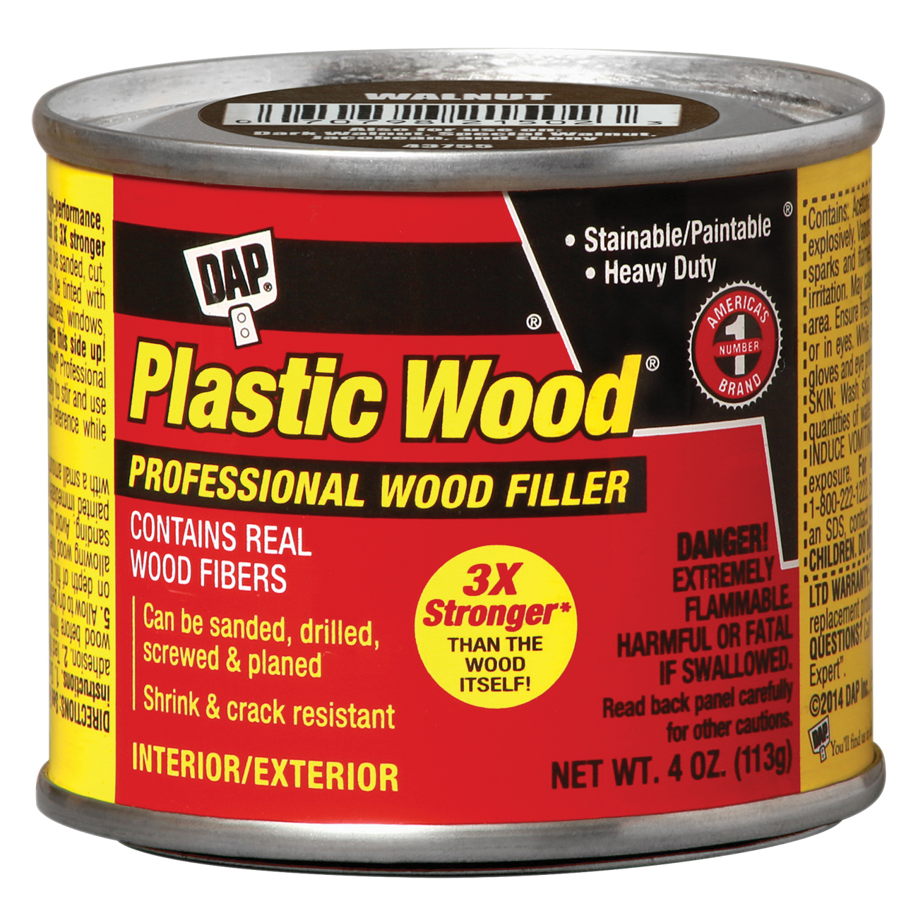DAP Plastic Wood 21434 Wood Filler, Paste, Strong Solvent, Walnut, 4 oz - 1