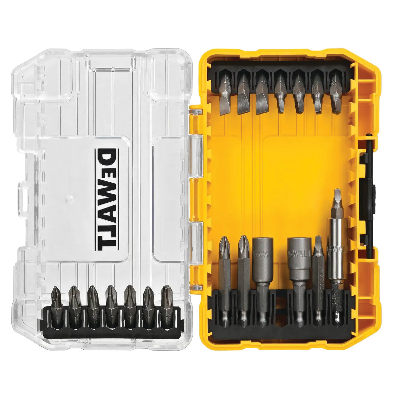 DW2161 Screwdriver Bit Set with ToughCase+ System, 21-Piece, Magnetic, Steel, Black/Yellow