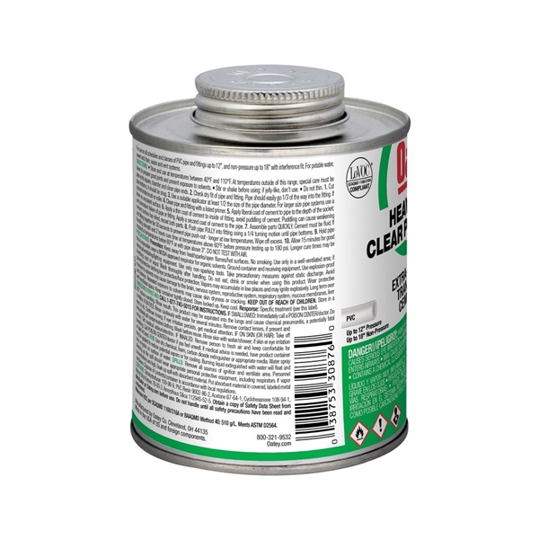 Oatey 30876 Solvent Cement, 16 oz Can, Liquid, Clear - 1