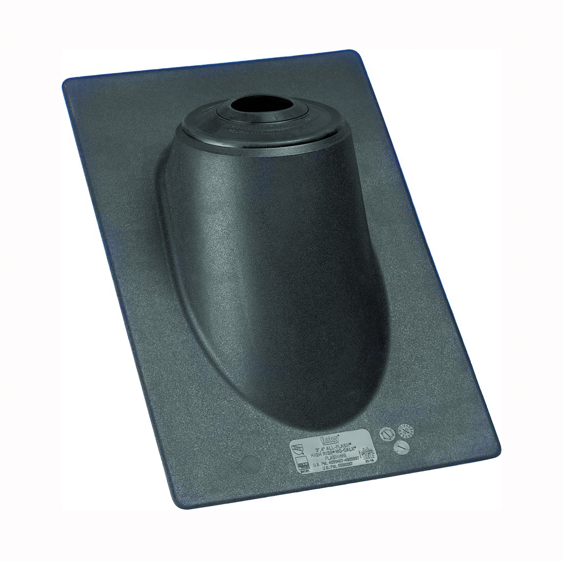 Hercules All-Flash High Rise 11930 Roof Flashing, 19 in OAL, 11 in OAW, For 1-1/2 to 3 in Pipe, Thermoplastic, No-Calk, Black