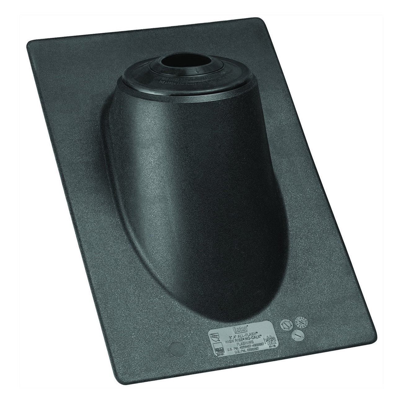 Hercules All-Flash High-Rise 11931 Roof Flashing, 20 in OAL, 13 in OAW, For 3 to 4 in Pipe, Thermoplastic, No-Calk, Black