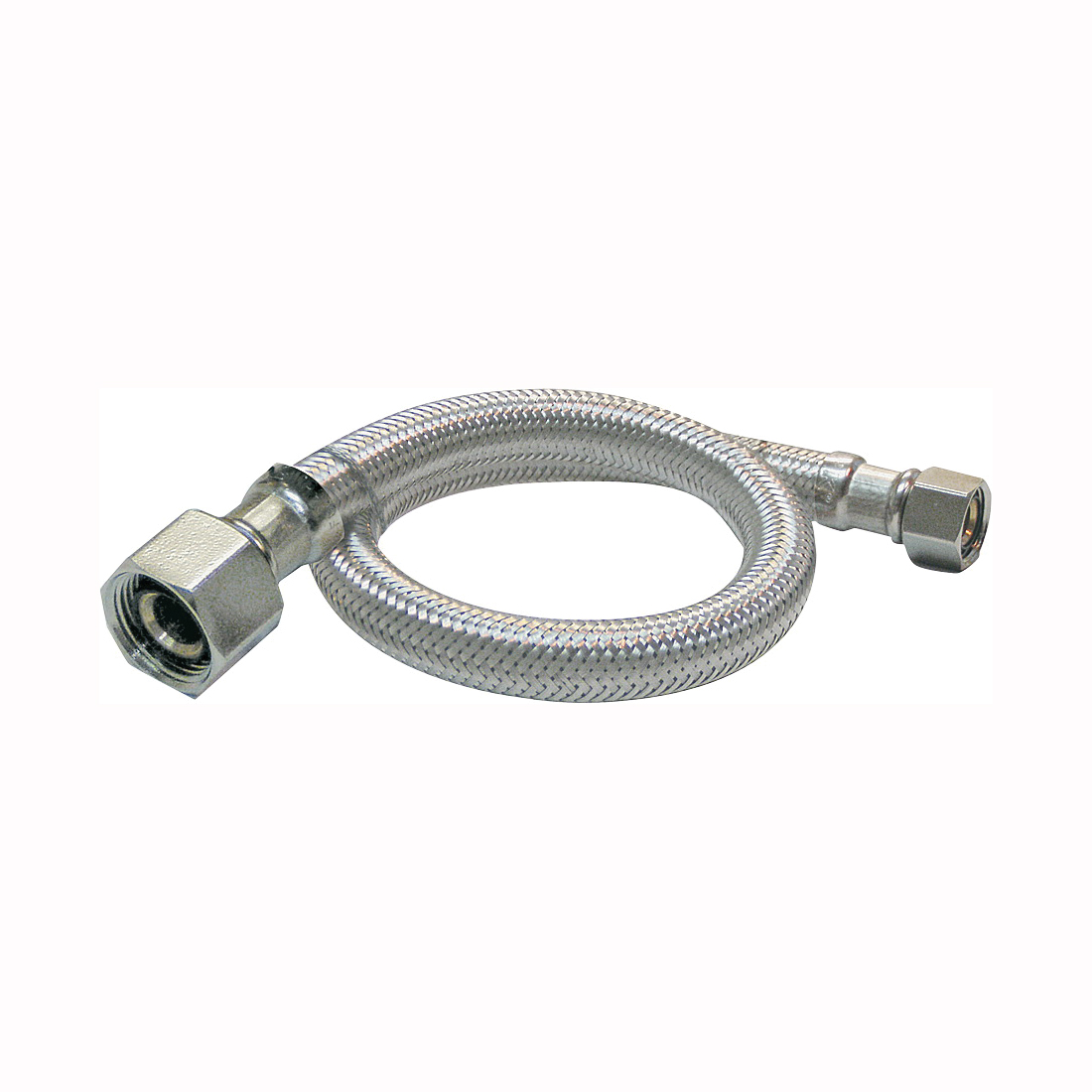 EZ Series PP23803-5 Sink Supply Tube, 3/8 in Inlet, Compression Inlet, 1/2 in Outlet, FIP Outlet, Stainless Steel Tubing, 20 in L
