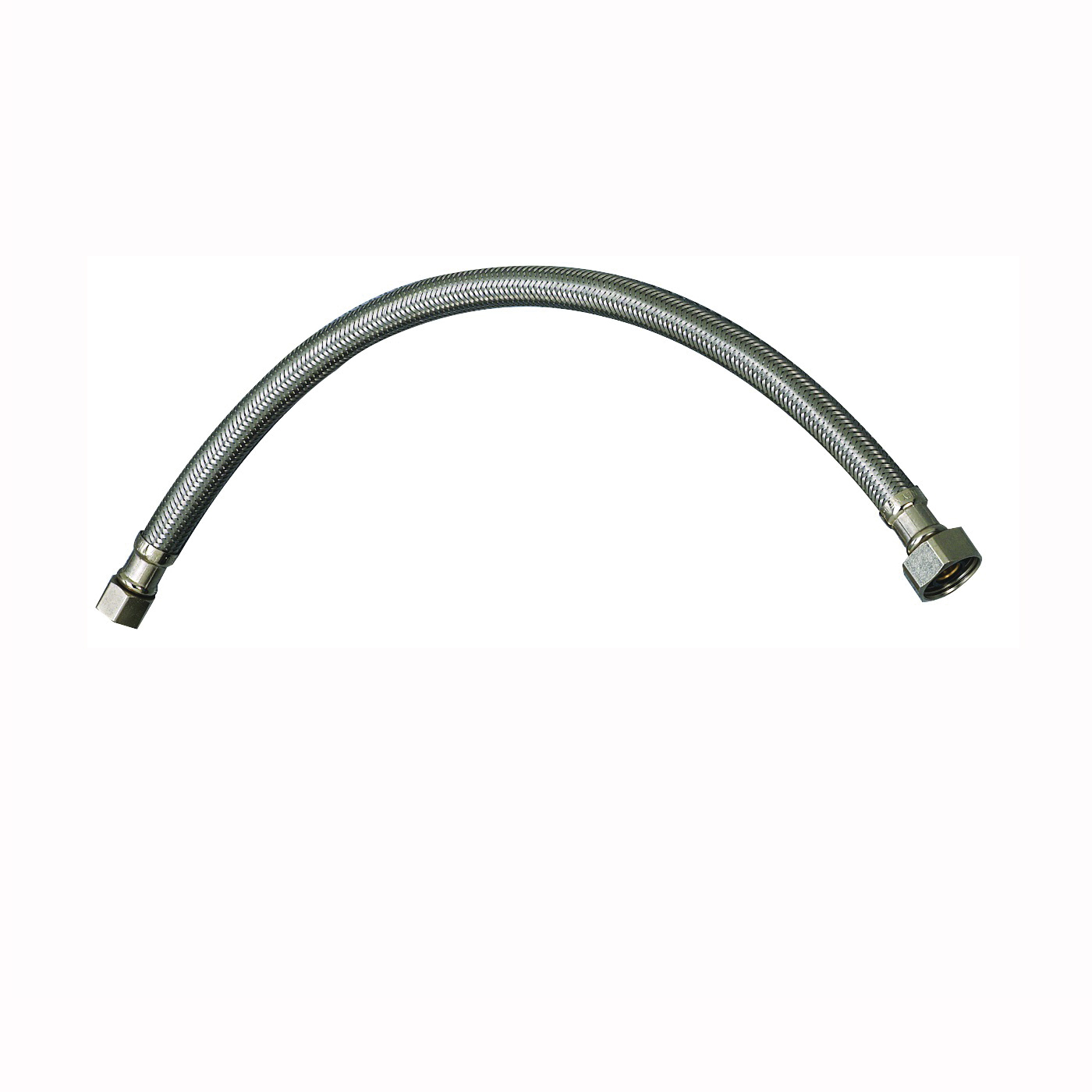 EZ Series PP23802 Sink Supply Tube, 3/8 in Inlet, Compression Inlet, 1/2 in Outlet, FIP Outlet, Stainless Steel Tubing ,16 in L