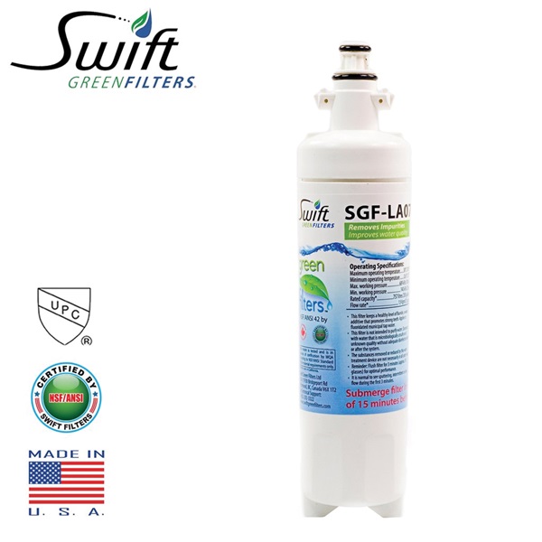 SGF-LA07 Refrigerator Water Filter, 0.5 gpm, Coconut Shell Carbon Block Filter Media