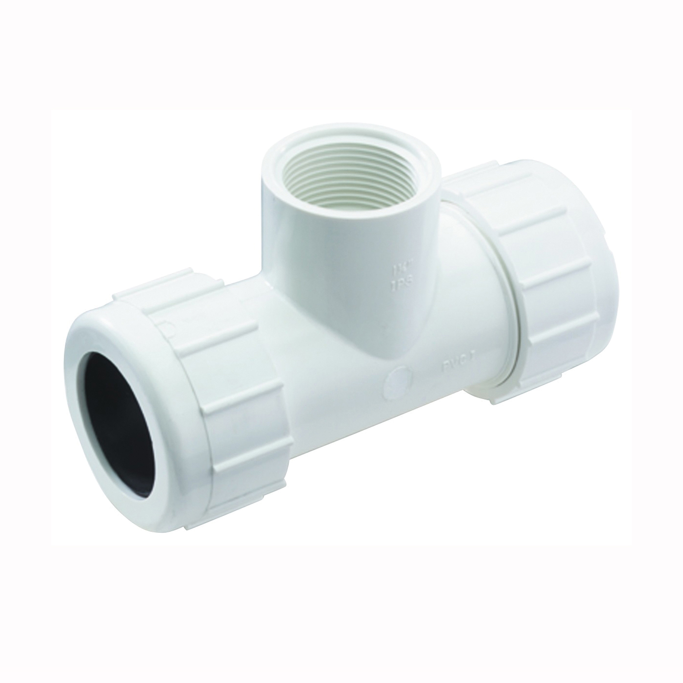NDS CPT-0750-T Pipe Tee, 3/4 in, Compression x FNPT, PVC, White, SCH 40 Schedule, 150 psi Pressure