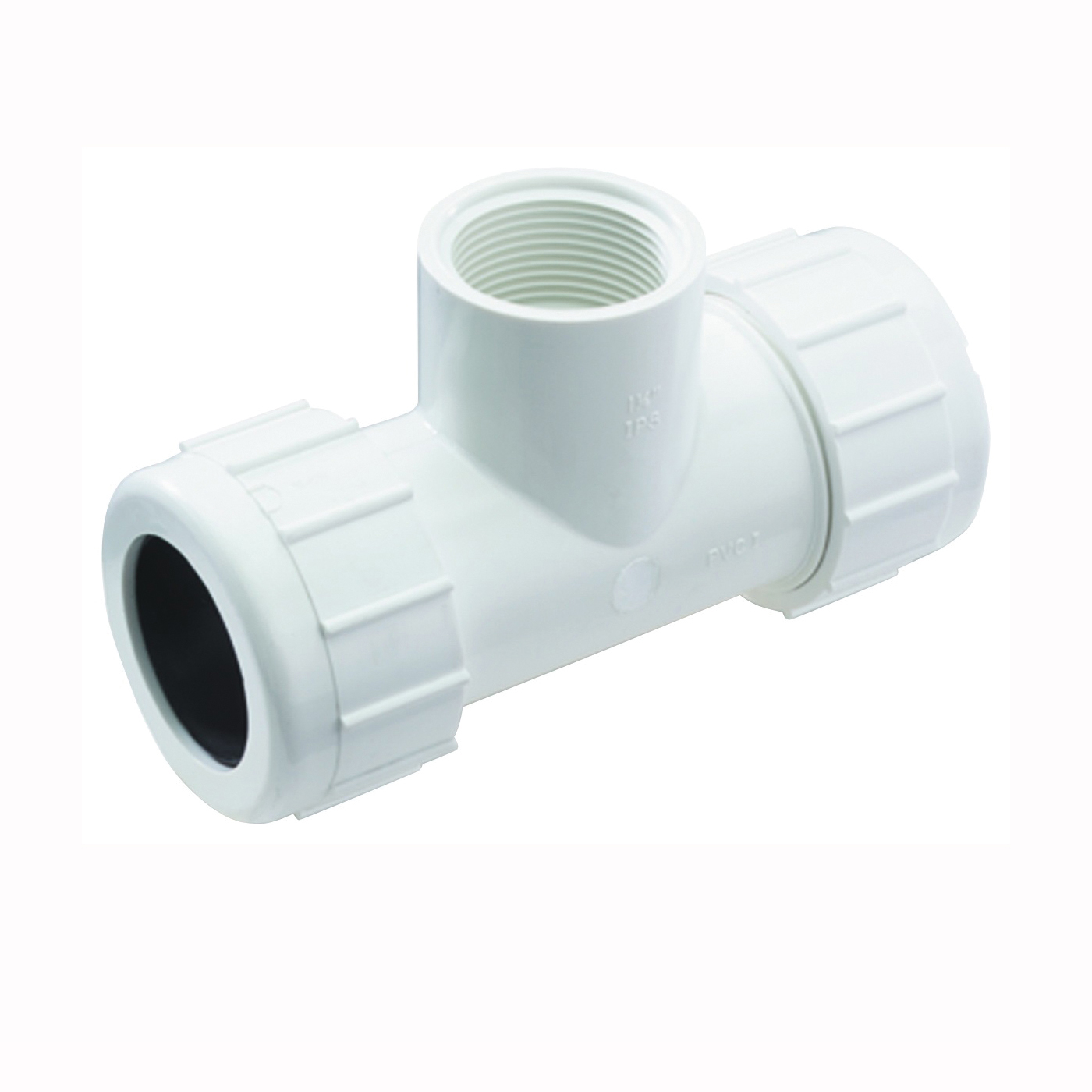 NDS CPT-0750-S Pipe Tee, 3/4 in, Compression x Slip-Joint, PVC, White, SCH 40 Schedule, 150 psi Pressure