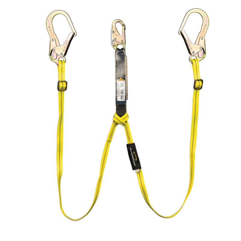 20091 Lanyard with Rebar, 130 to 310 lb, 4 to 6 ft L Line, Nylon/Polyester Line, 2-Leg, Rebar Loop