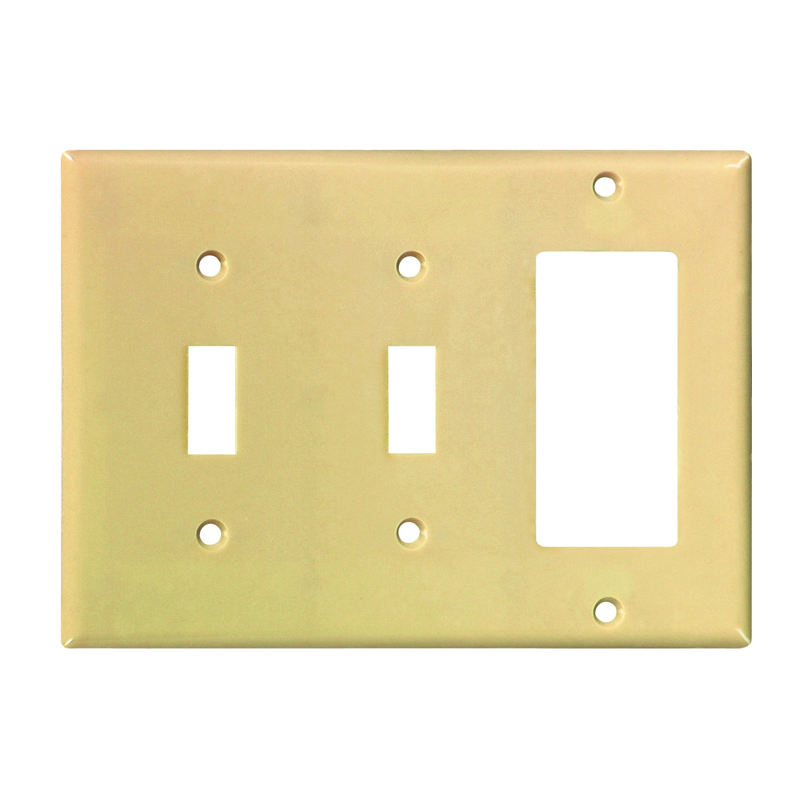 Wiring Devices 2173V-BOX Combination Wallplate, 4-1/2 in L, 6-3/8 in W, Standard, 3-Gang, Thermoset, Ivory, High-Gloss