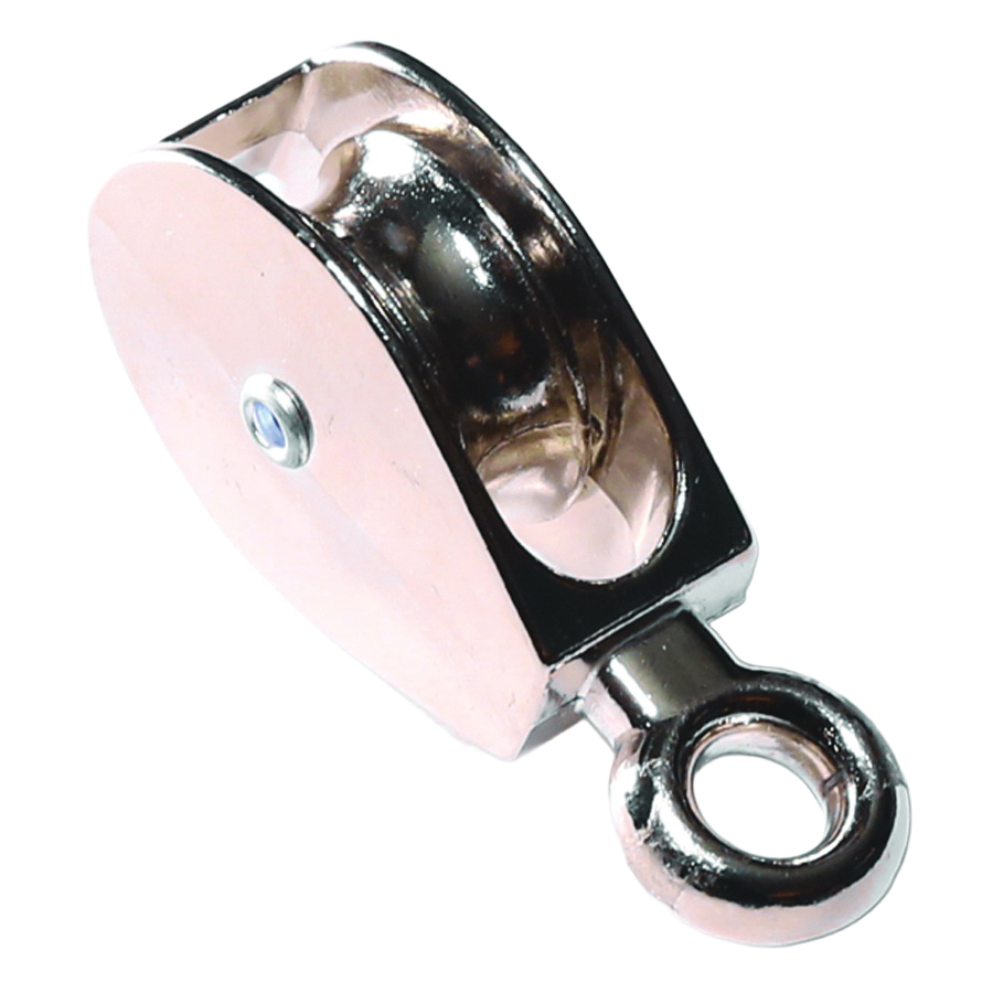0174ZD-1 Tackle Pulley, 1/4 in Rope, 55 lb Working Load, 1 in Sheave, Rigid Eye, Single Fixed Eye Attachment