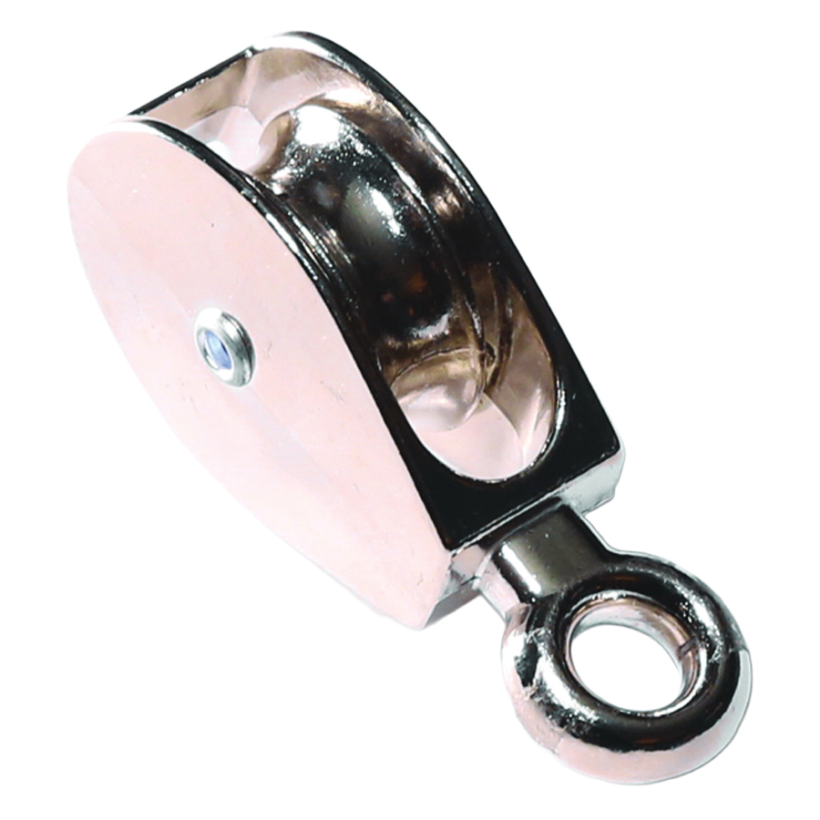 0174ZD-1-1/2 Tackle Pulley, 5/16 in Rope, 55 lb Working Load, 1-1/2 in Sheave, Eye Attachment, Zinc-Plated