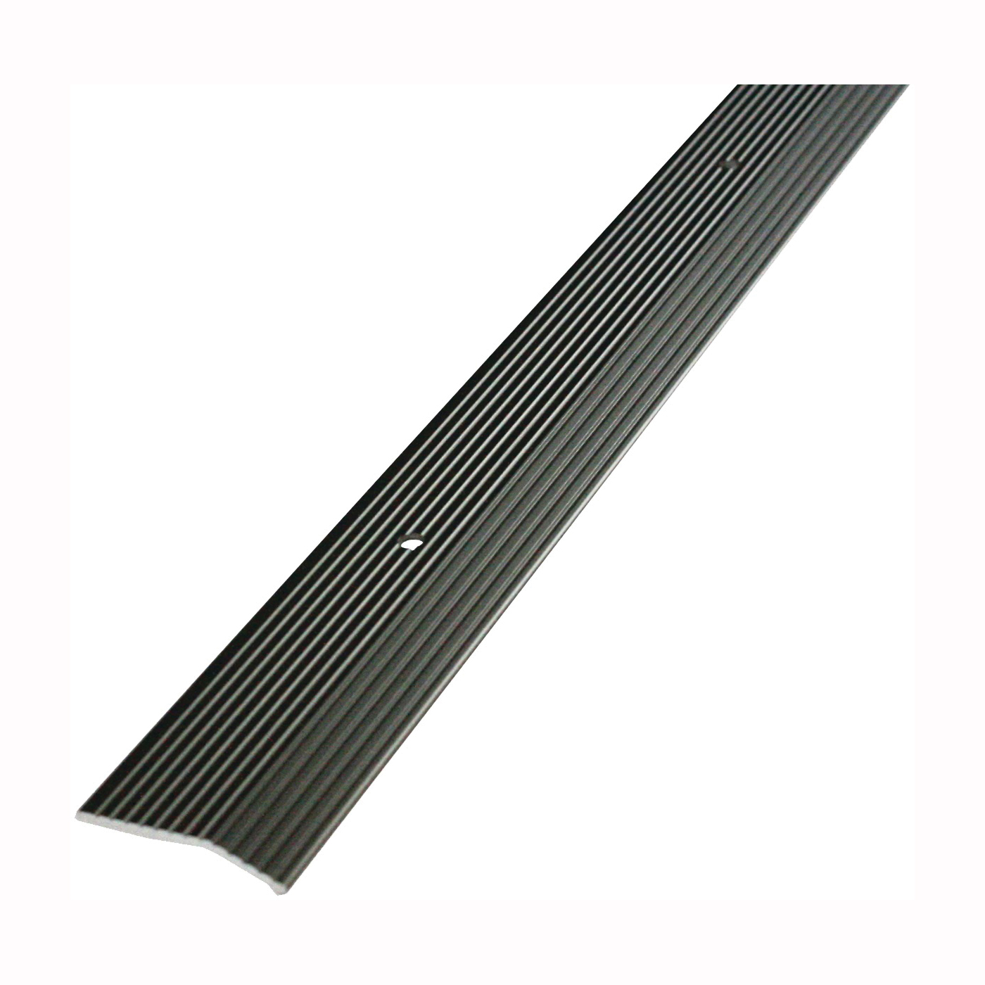43858 Carpet Trim, 36 in L, 2 in W, Fluted Surface, Aluminum, Pewter