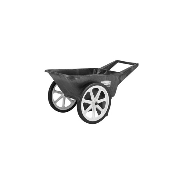 Rubbermaid 565461BLA Utility Cart, 200 lb, Plastic Deck, 2-Wheel, 20 in Wheel, Semi-Pneumatic Wheel, Black - 2