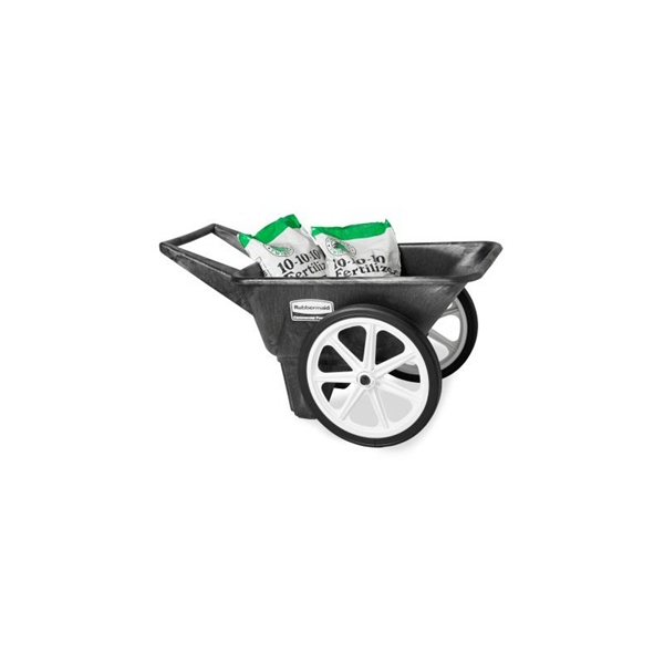 Rubbermaid 565461BLA Utility Cart, 200 lb, Plastic Deck, 2-Wheel, 20 in Wheel, Semi-Pneumatic Wheel, Black - 3