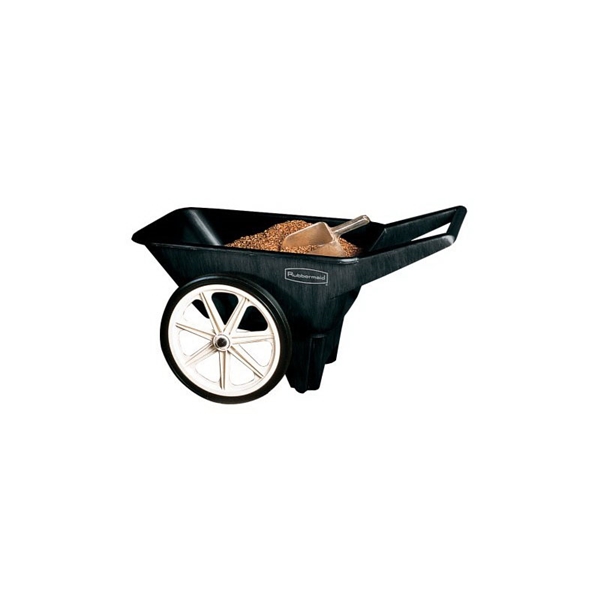 Rubbermaid 565461BLA Utility Cart, 200 lb, Plastic Deck, 2-Wheel, 20 in Wheel, Semi-Pneumatic Wheel, Black - 4