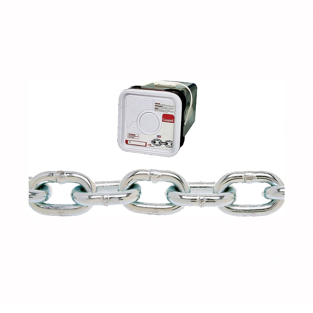 014-3526 Proof Coil Chain, 5/16 in, 75 ft L, 30 Grade, Steel, Zinc-Plated