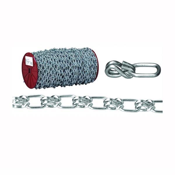 072-2427 Single Loop Chain, 3/0, 50 ft L, 405 lb Working Load, Steel, Zinc-Plated
