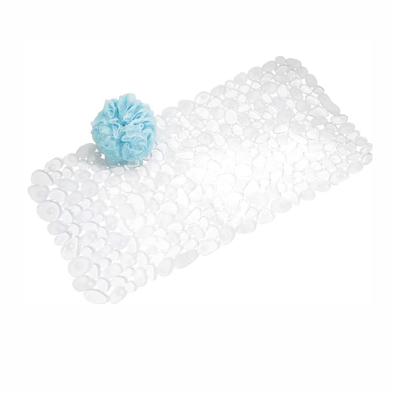 80010 Pebble Bath Mat, 26-1/2 in L, 13-3/4 in W, PVC, Clear