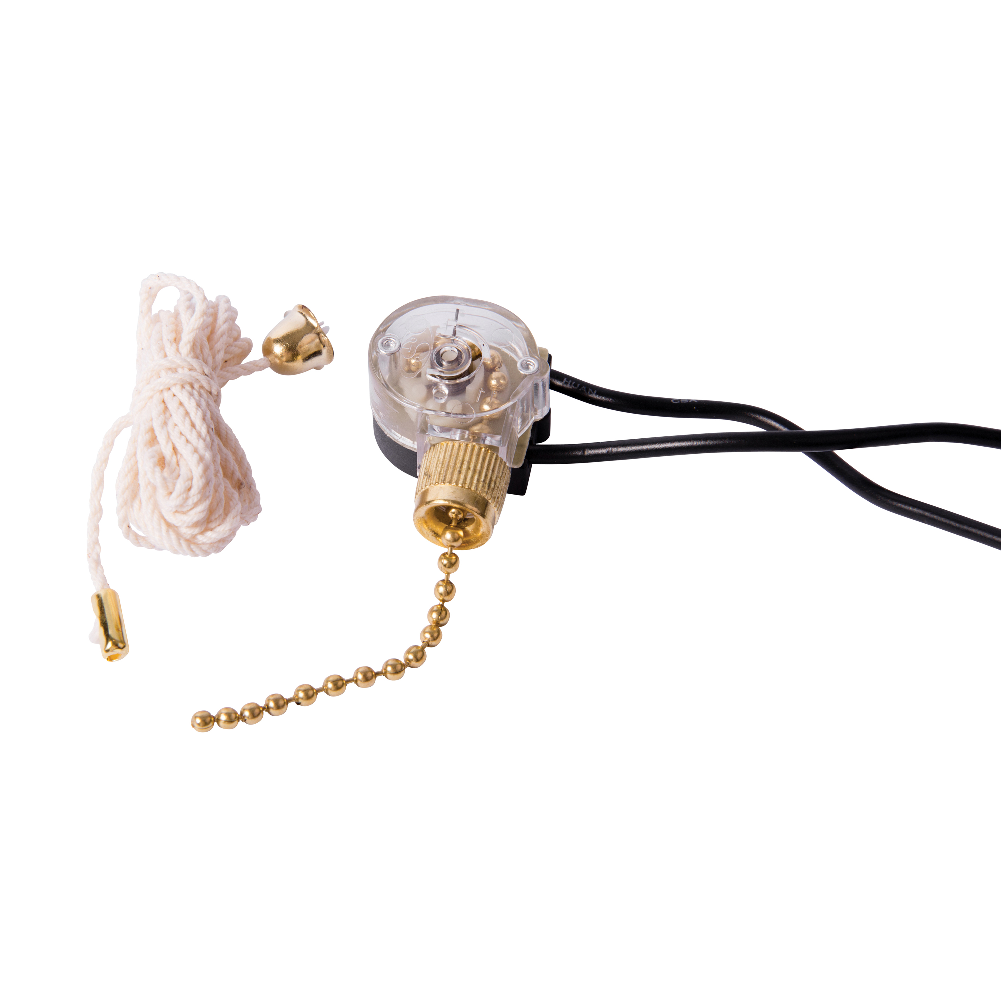 GSW-32 Pull Chain Switch, 1-Pole, 125/250 VAC, 3 A, Brass