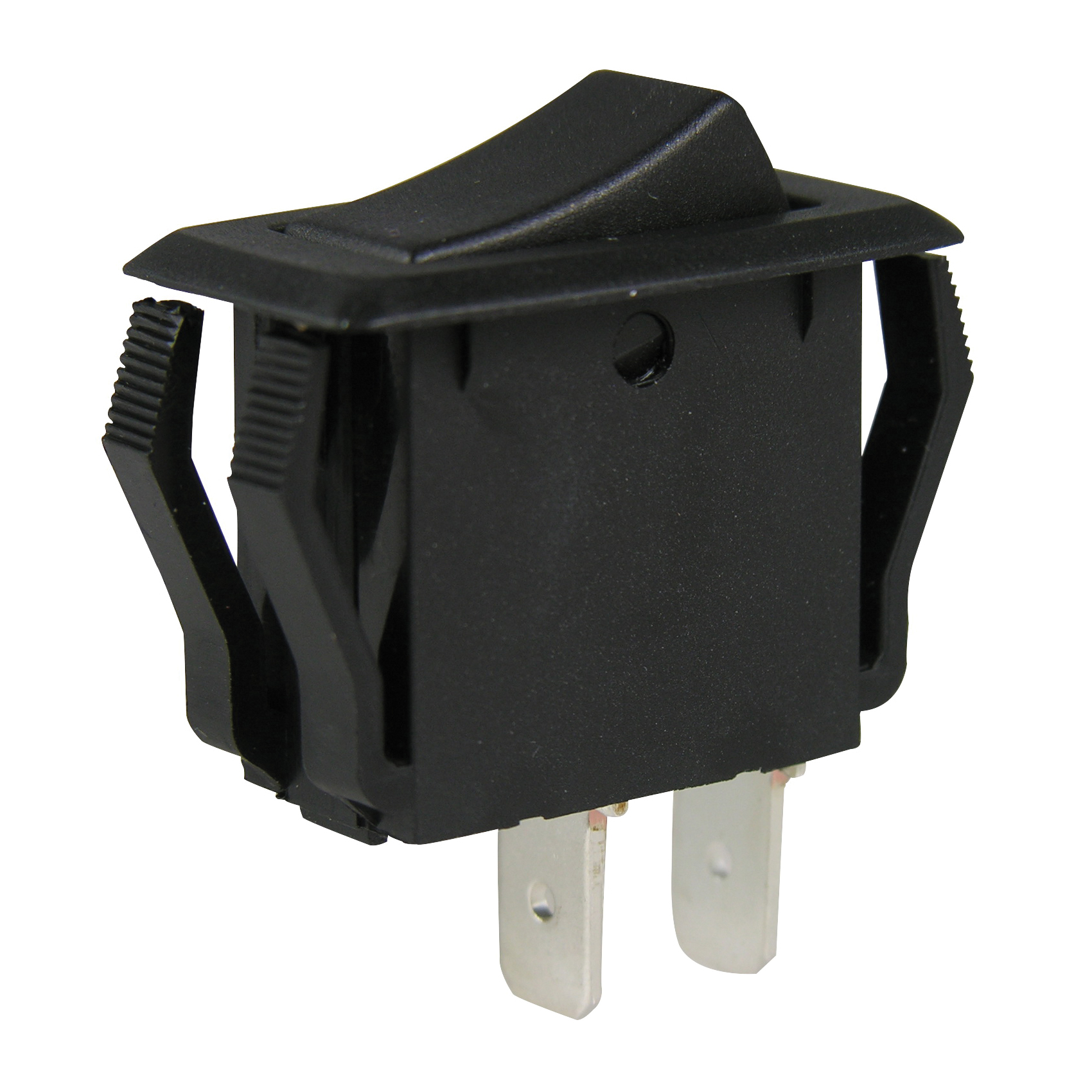 GSW Series GSW-41 Rocker Switch, 1-Pole, 8/16 A, 125/250 V, SPST, 0.55 x 1.12 in Panel Cutout, Spade Terminal, Black