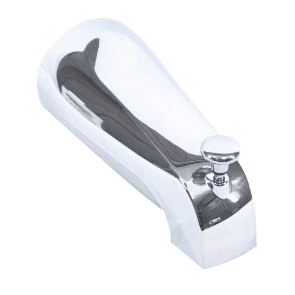 P-037B Bathtub Spout with Diverter, 1/2 in Connection, MNPT, Metal, Chrome-Plated