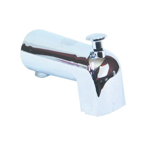 P-520C Bathtub Spout with Diverter, 1/2 in Connection, FNPT, Plastic, Chrome-Plated