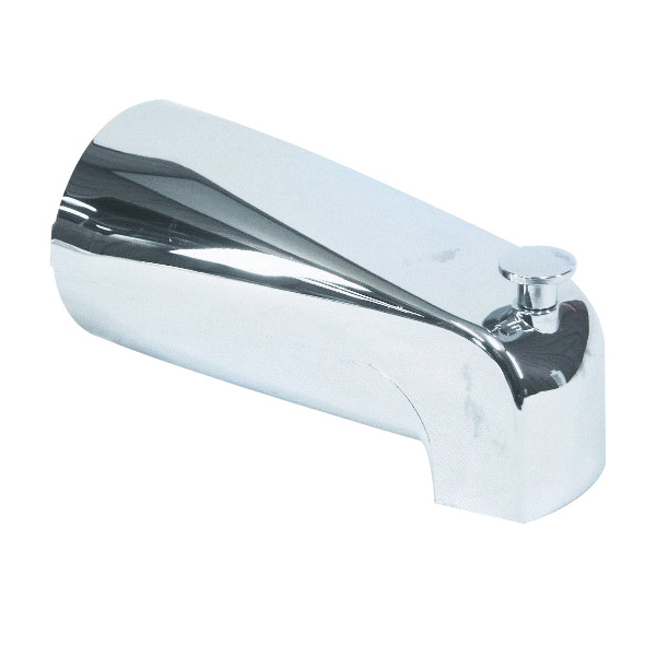 P-522C Bathtub Spout with Diverter, 12.63 in L, 1/2 in Connection, NPT, Plastic, Chrome-Plated
